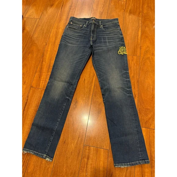 Women's Lucky Brand Rolling Stones Blue Yellow Boot Cut Jeans Size 31 - Picture 1 of 4